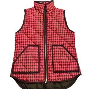 NWOT Wonen's J.Crew Mini Buffalo Black Red Plaid Check Excursion Vest Size XS